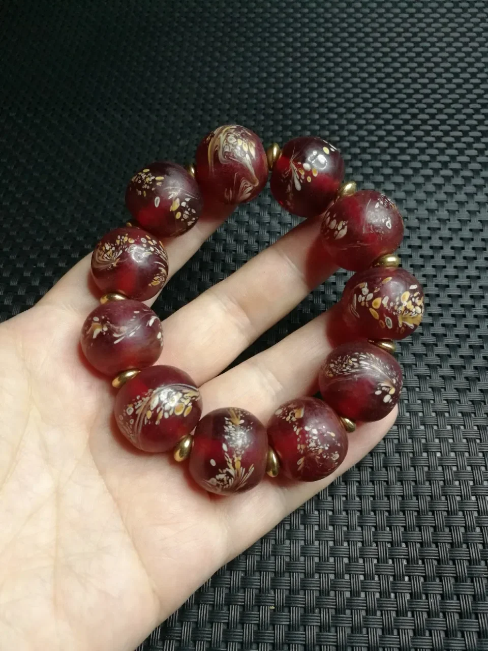 Antique collection antique vintage wine red phoenix pattern glazed bracelet jewelry gifts men Red bracelet jewelry temperament