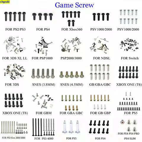 cltgxdd 1 set of game screws FOR GB GBA GBP PS2 PS3 PS4 Pro PS5 XBOX 360 XBOX ONE 3DS XL SNES NDSL set of repair parts