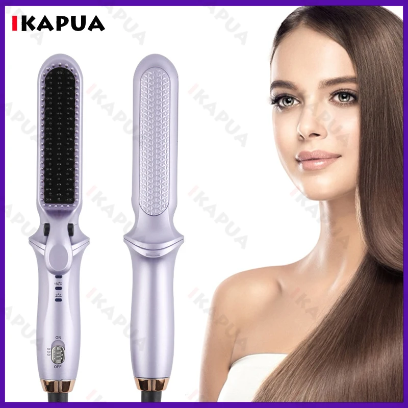 

2 IN 1 Hair Curler Brush Straightener Curling Comb Anti-scald Heating Hair Styler Tools Fast Heating Straightening Combs