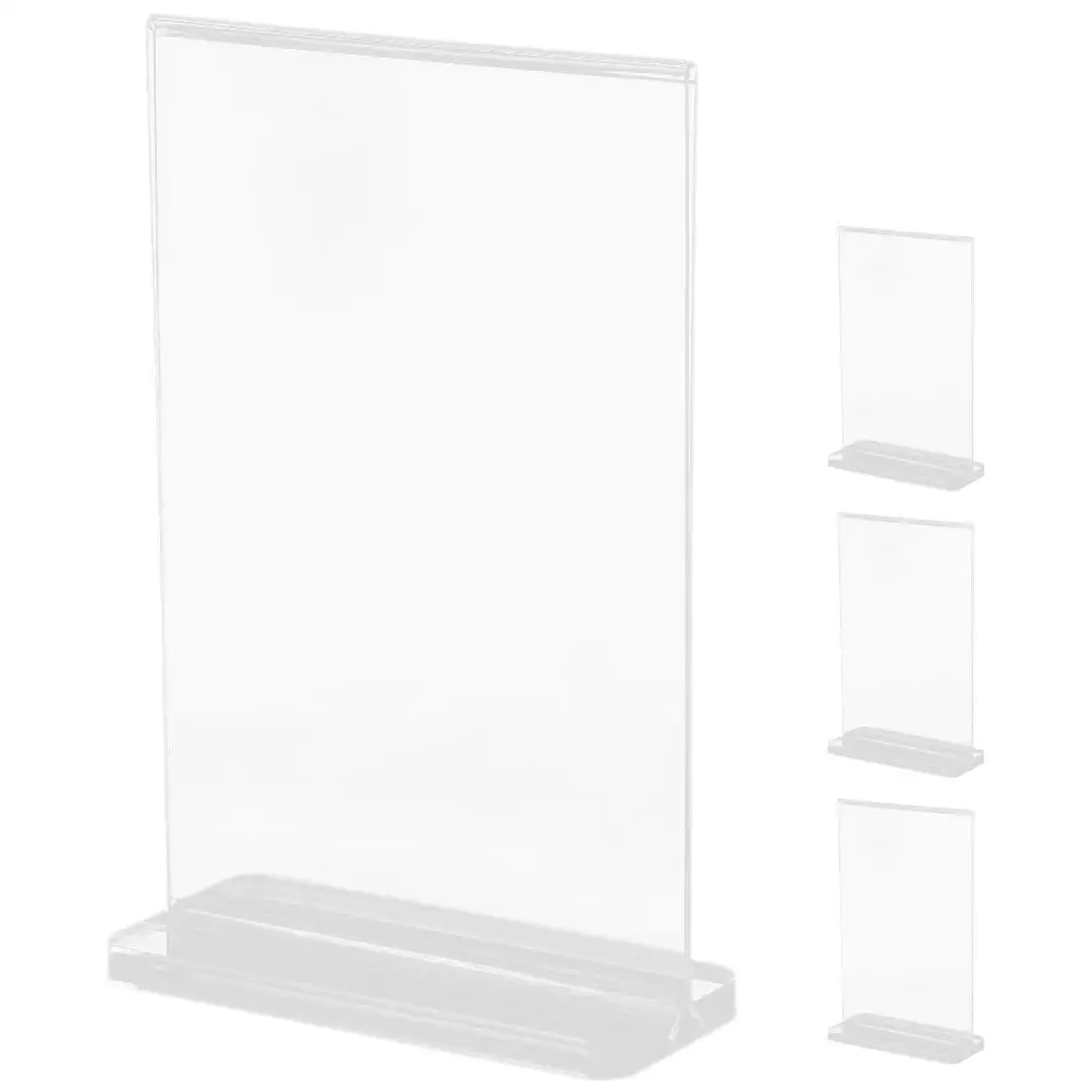 

4pcs T-shaped Acrylic Display Stand Double-sided Advertising Price Table Sign 9x12.8 Easel Rack Menu Holder