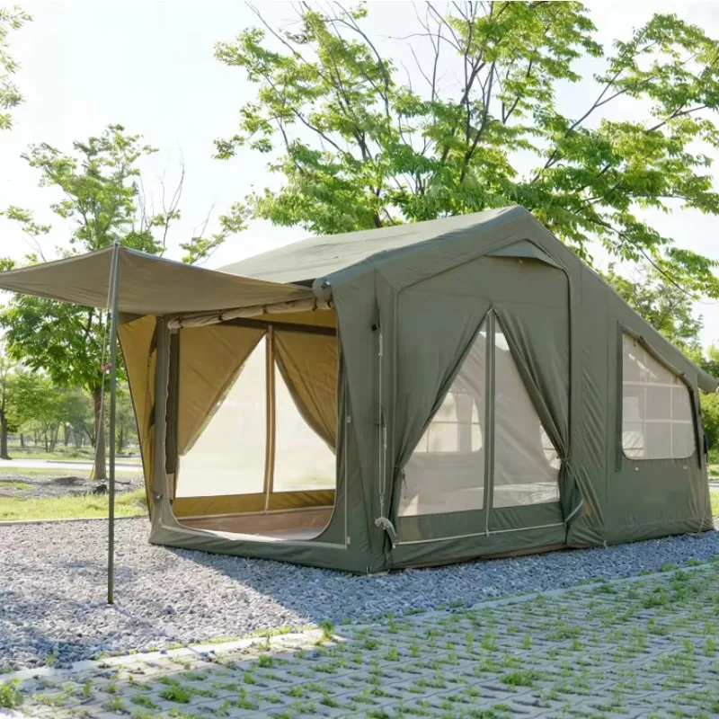 Newest Design Two Rooms Inflatable House Outdoor Family Camping Waterproof Tent