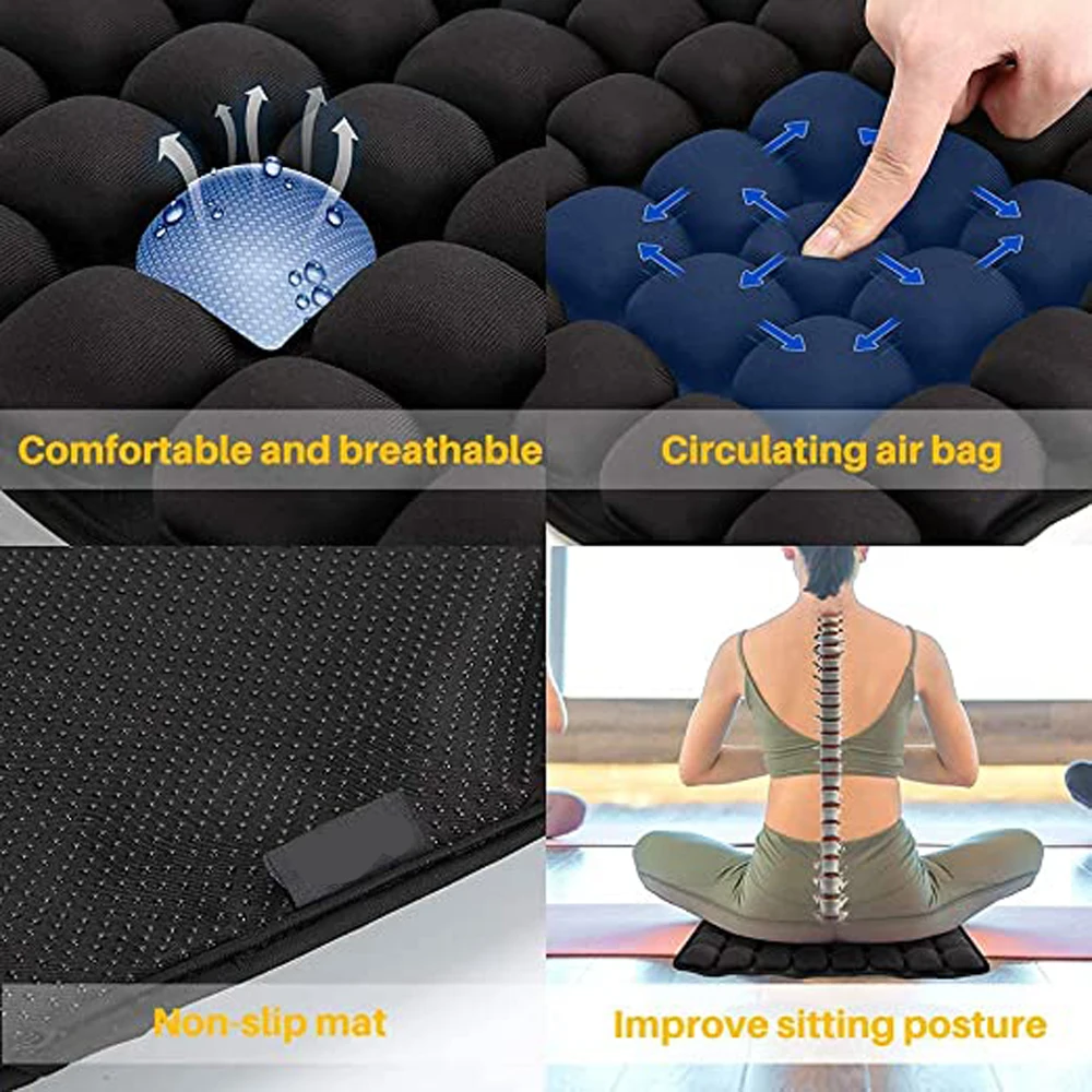 3D Air Cushion for Office Chair Car Seat Air Seat Cushion Back Cushion for Relieving Back Sciatica Tailbone Pain Seat Pad