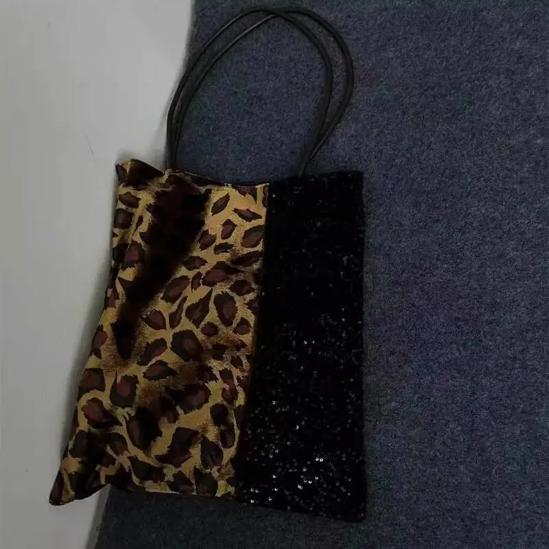 خمر ليوبارد المرقعة مطرزة حقائب كتف المرأة الجرونج هاروكو حمل الحقائب الشارع الشهير Y2k الجمالية فام حقيبة تحت الإبط #5