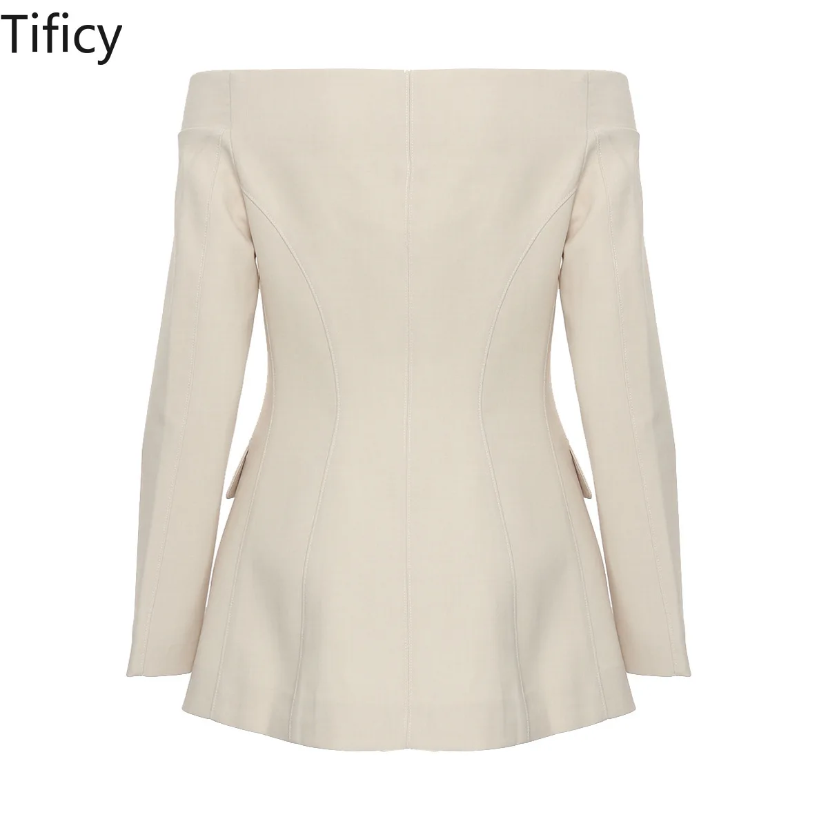 TIFICY-Blazers femininos fora do ombro, zíper personalizado, fivela escondida, blusa curta, jaqueta, casaco de outono e inverno, novos