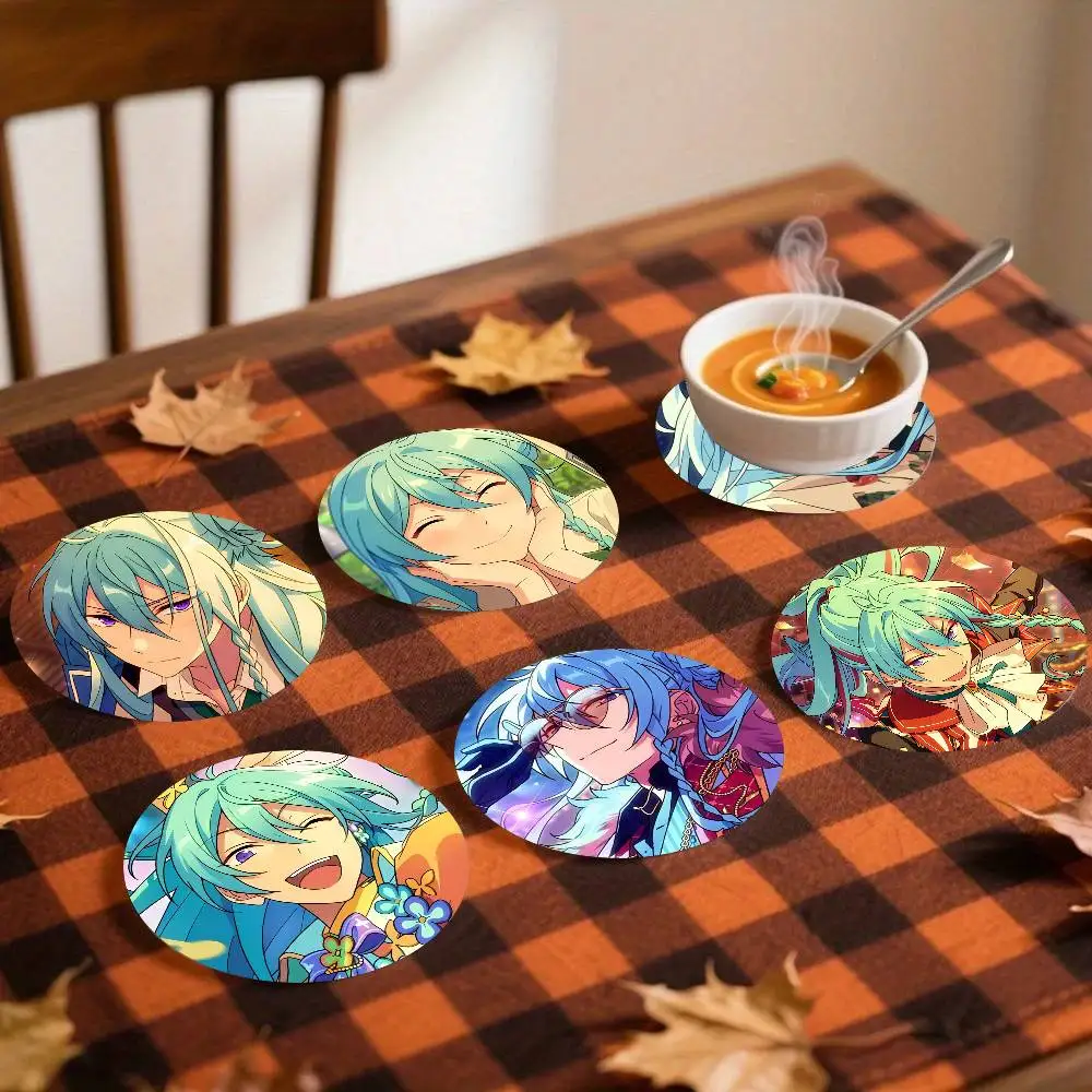 Posavasos de dibujos animados de Wataru Hibiki, antideslizante, resistente al calor, decoración divertida para mesa de comedor, regalos para cafetería y restaurante