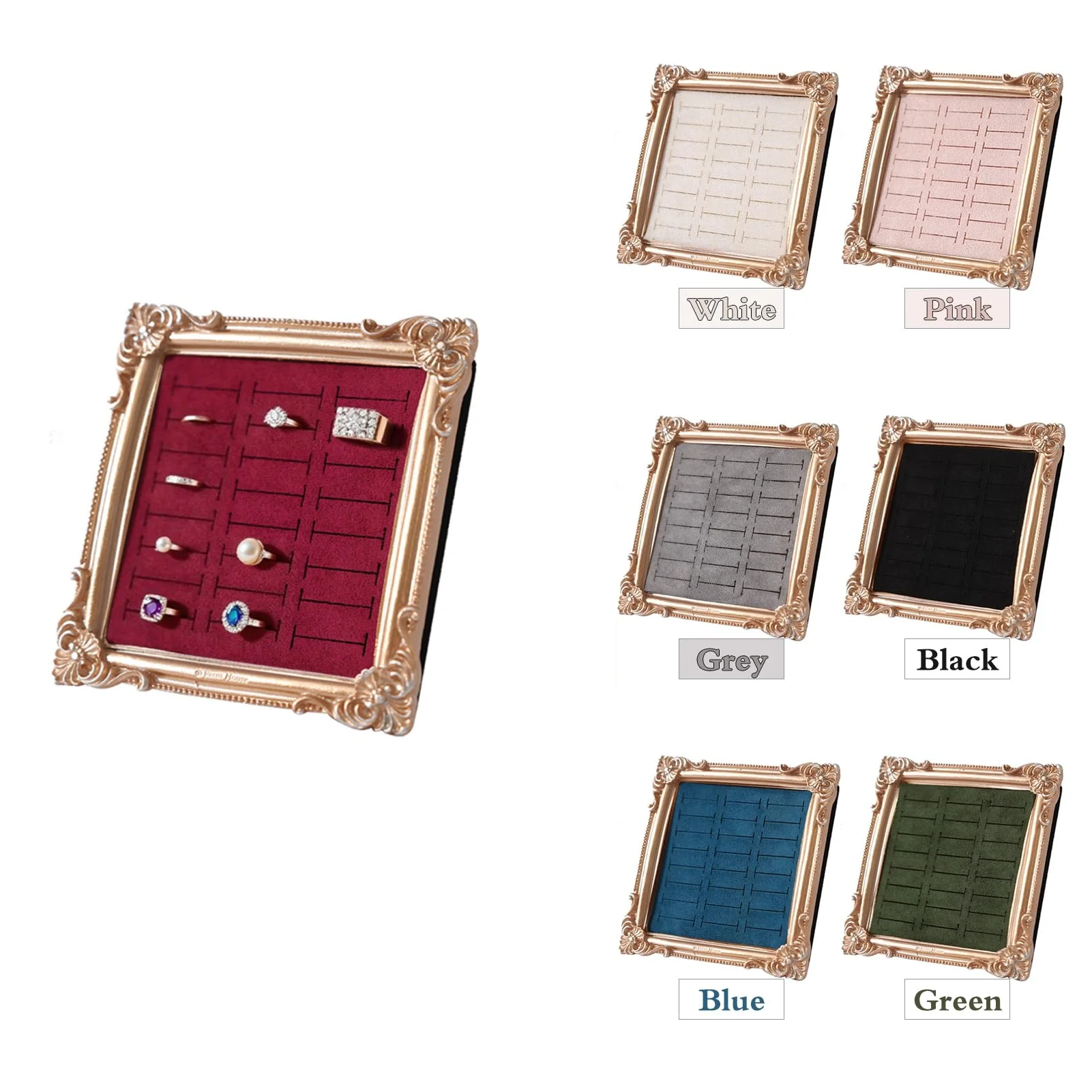 

Vintage Frame Velvet Earring Ring Holder Organizer Home Store Decorative Showcase for Jewelry Photography Prop