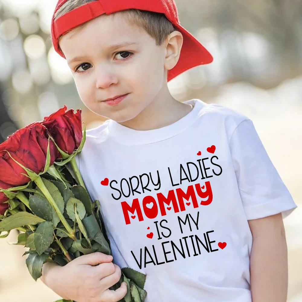 

Mommy and Daddy's Valentine Print Kids T Shirt Child Clothes Tops Boys Girls Shirt Valentine's Day Party Present Casual Outfit