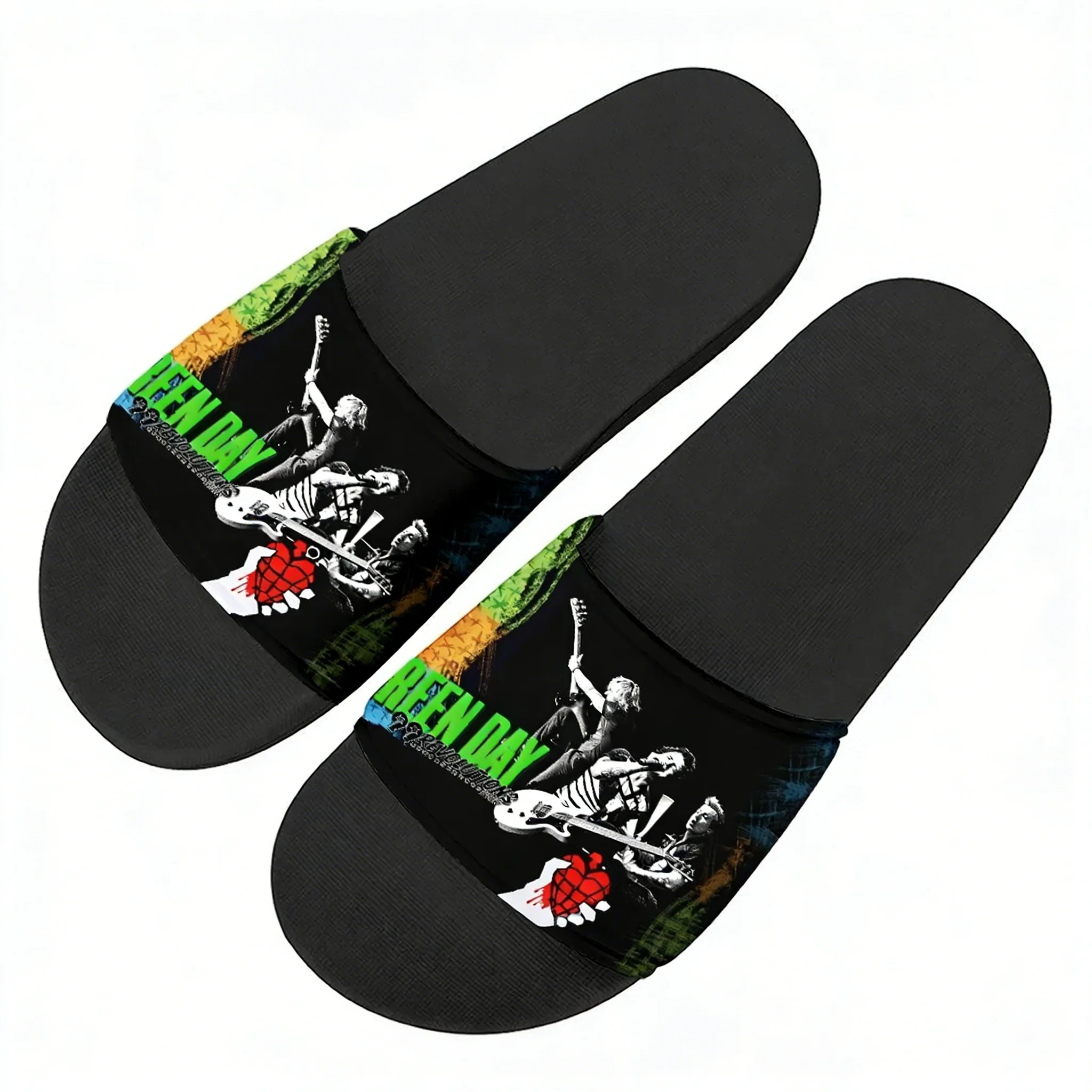 

Green Day Pop Rock Band Slippers Home Water Shoes Mens Womens Teenagers Outdoor Beach Pool Sandals Custom Summer Slipper