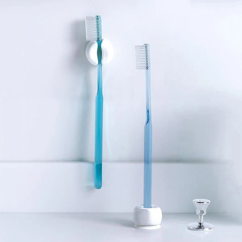 Simple Silicone Toothbrush Holder With Suction Cup Wall Mounted Plastic Toothbrush Storage Organizer Rack Bathroom Accessories