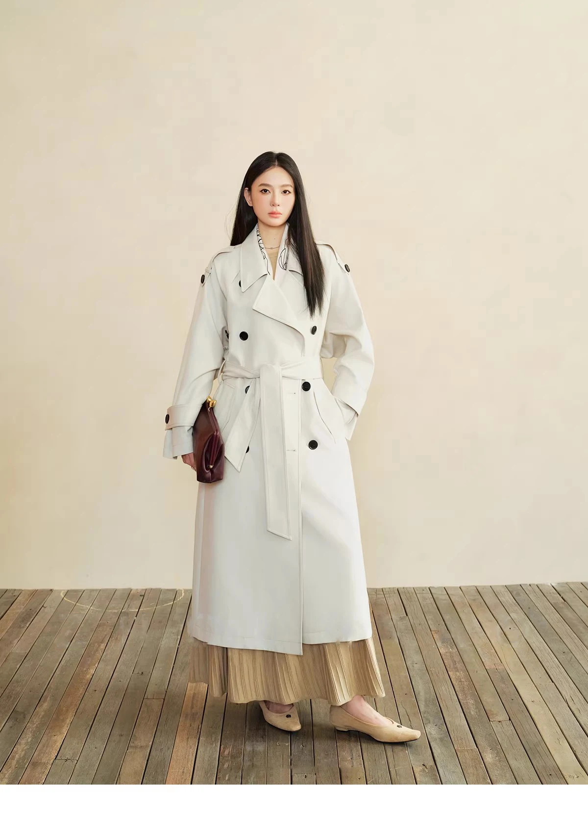 Lautaro Spring Autumn Oversized Khaki Long Grey Trench Coat for Women Double Breasted Loose Casual Korean Fashion Overcoat 2024 37 S49f417aa7c6241be898bee3ab001e86fg