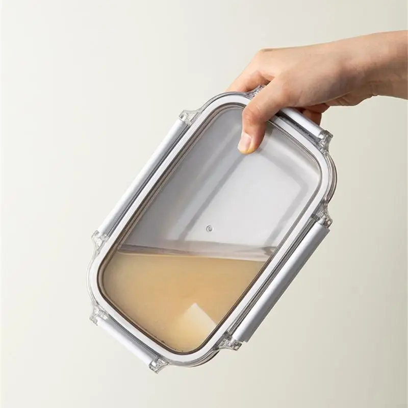 Stainless Steel Container Rectangular Lunch Box with Lid Stackable Round Storage Bowl for Home and Outdoor Use