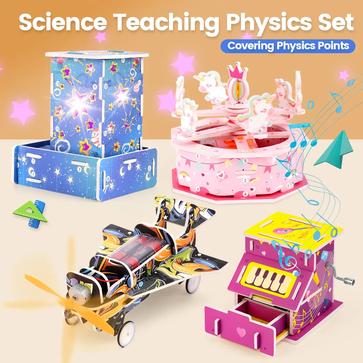 Scientific DIY Puzzles 3D No Glue Self Build InteractiveToy Educational Science Project with 3D Puzzle for Kids