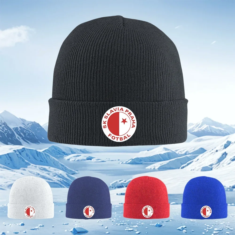 2026 Circle Star Design Slavia Praha Fotbal Men Women Unisex Knitted Hat Beanie Pullover Cap Winter Thermal Warm Christmas Outdo