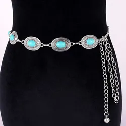Bohemian Waist Belt Women's High-End Vintage Carved Embedded Waist Chain Ladies Metal Waist Chain Women's Fashion Accessory