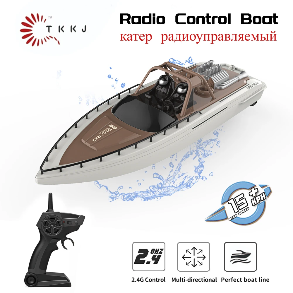 TKKJ RC Boat High Speed Double Electric Machine propeller 2.4GHz Remote Control Boat 1:28 Speedboat Model Toys for Children Kids