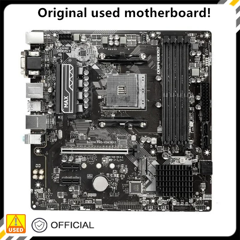 

For B450 B450M PRO-VDH MAX Motherboard Socket AM4 For AMD B450 DDR4 USB3.0 SATA3 Original Desktop Mainboard Used Mainboard