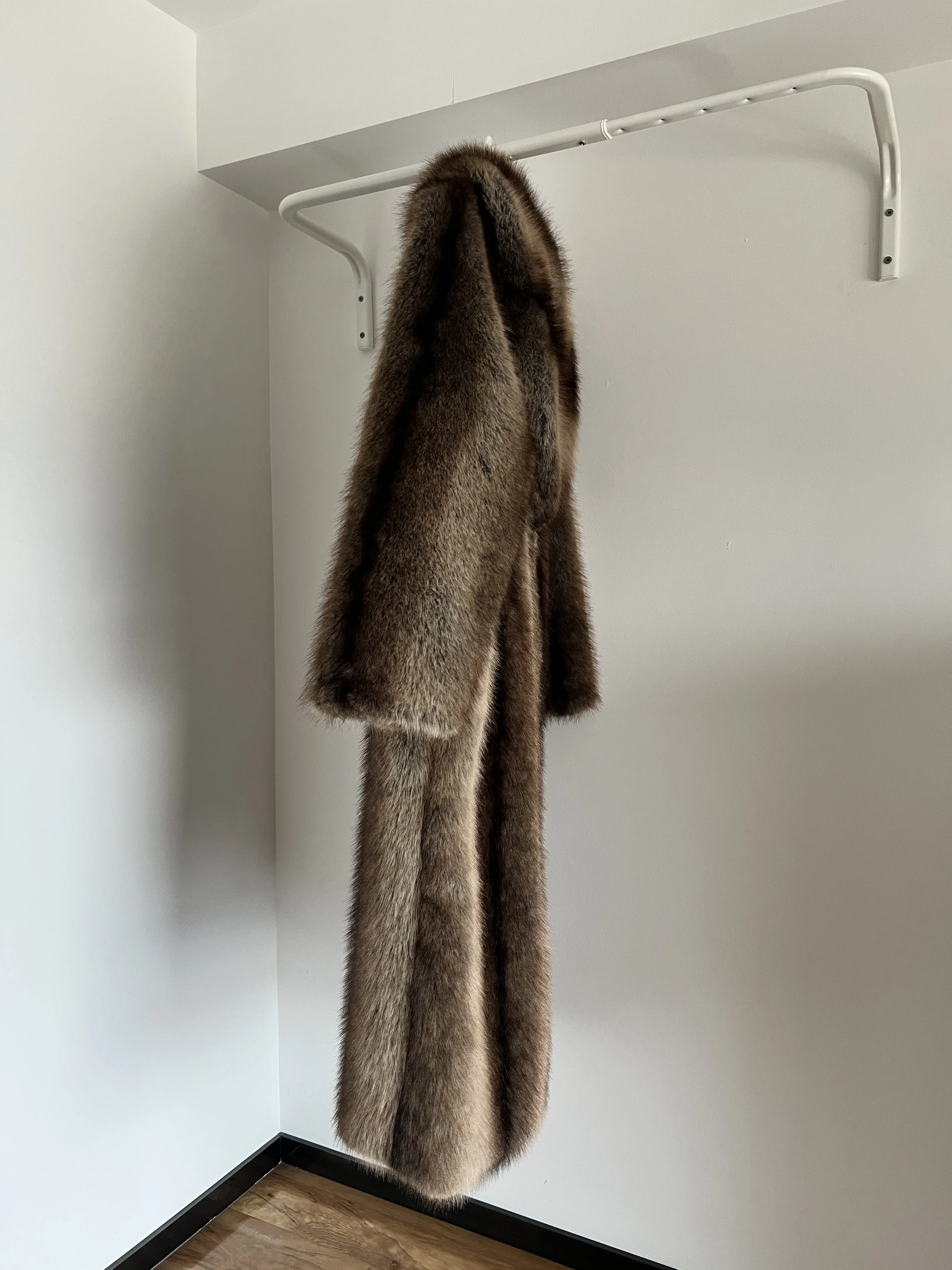 Brown Stripes Gradient Premium Faux Fur Maxi Long Coat Luxury Vintage Fluffy Lapel Collar Midi Coat Pinterest Style Slay Outfits
