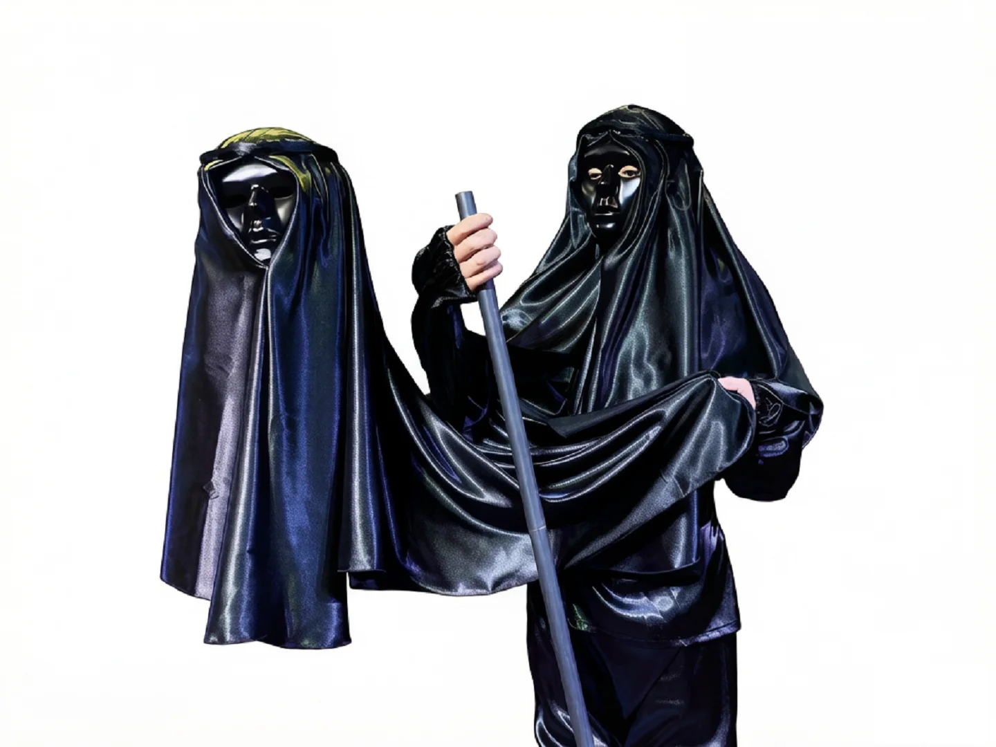 

Black Double Head Ghost Suite Halloween Dress Performance Cosplay Outfit Cute Interesting Suit
