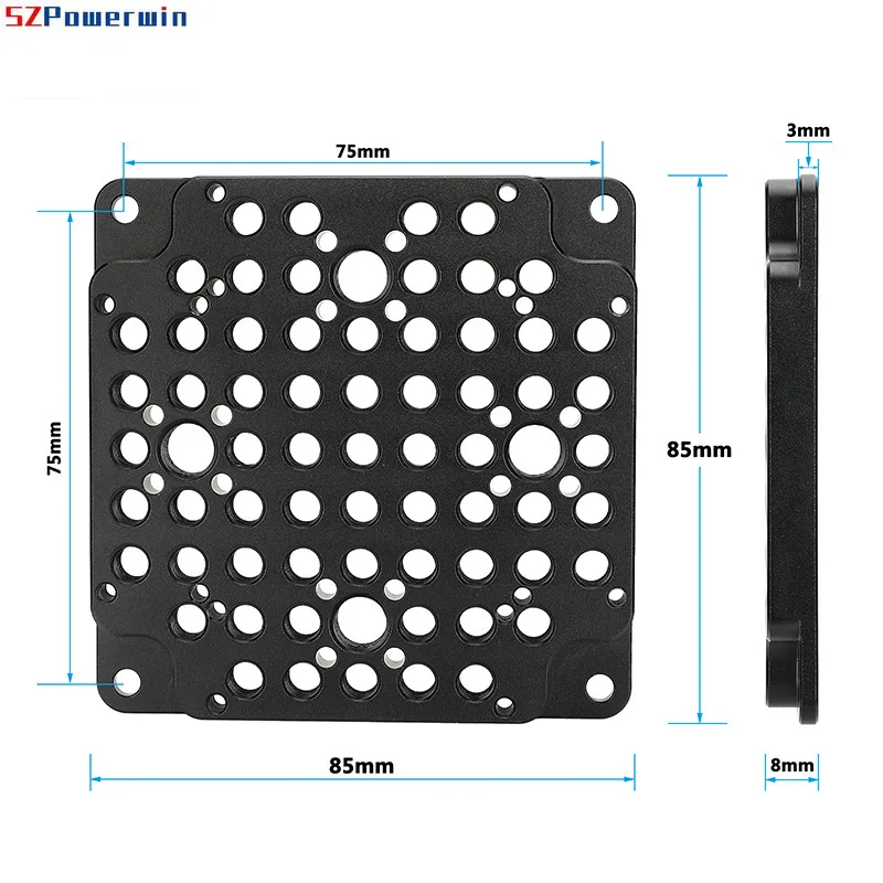 Pelat Dudukan Kamera VESA Pelat Keju Serbaguna dengan Dudukan VESA 75Mm, dengan Lubang Ulir 1/4" & 3/8" Pelat Dasar Perbelanjaan