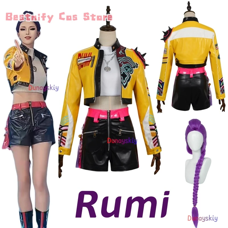 

K-Pop Demon Hunters Rumi Cosplay Costume Wig Uniform Halloween Carnival Party Christmas Play Role Clothes Clothing Women