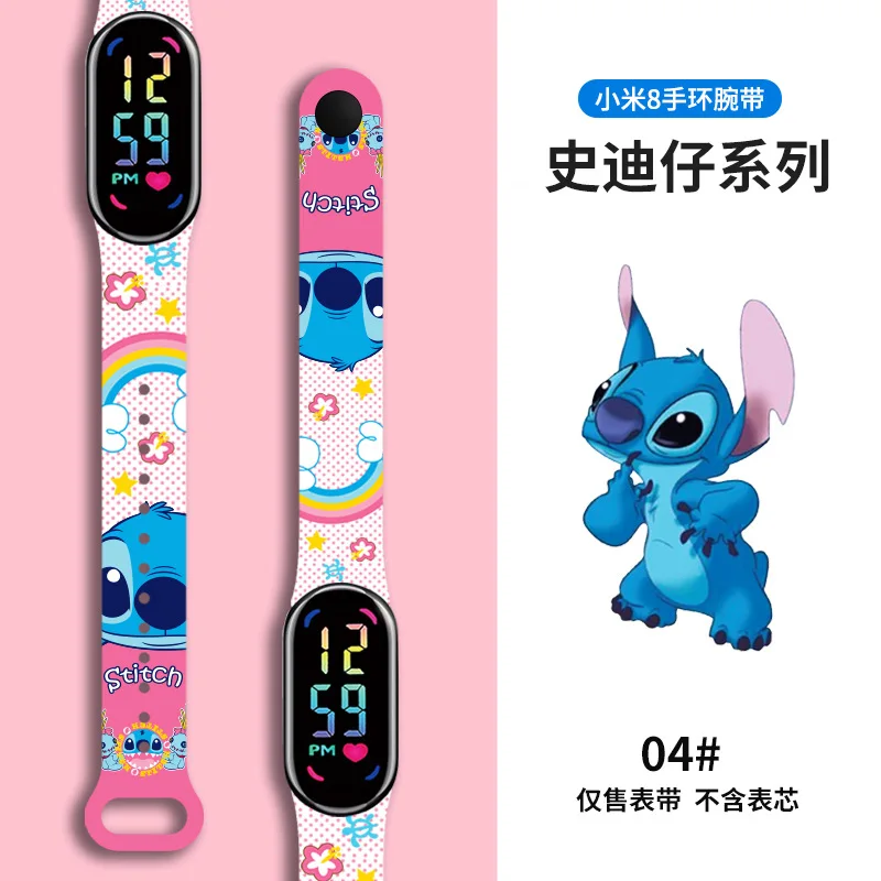 Disney Stitch Watch Bands for Xiaomi 8 Anime Cartoon Fashion Printed Watchband Boys Girls Watch Replacement Strap Kids Gifts