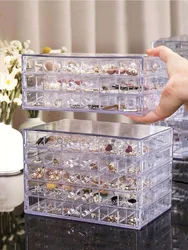 1pc Transparent Plastic Storage Box With 120/72 Compartments, Jewelry Organizer With Drawers For Rings, Earrings, Necklaces