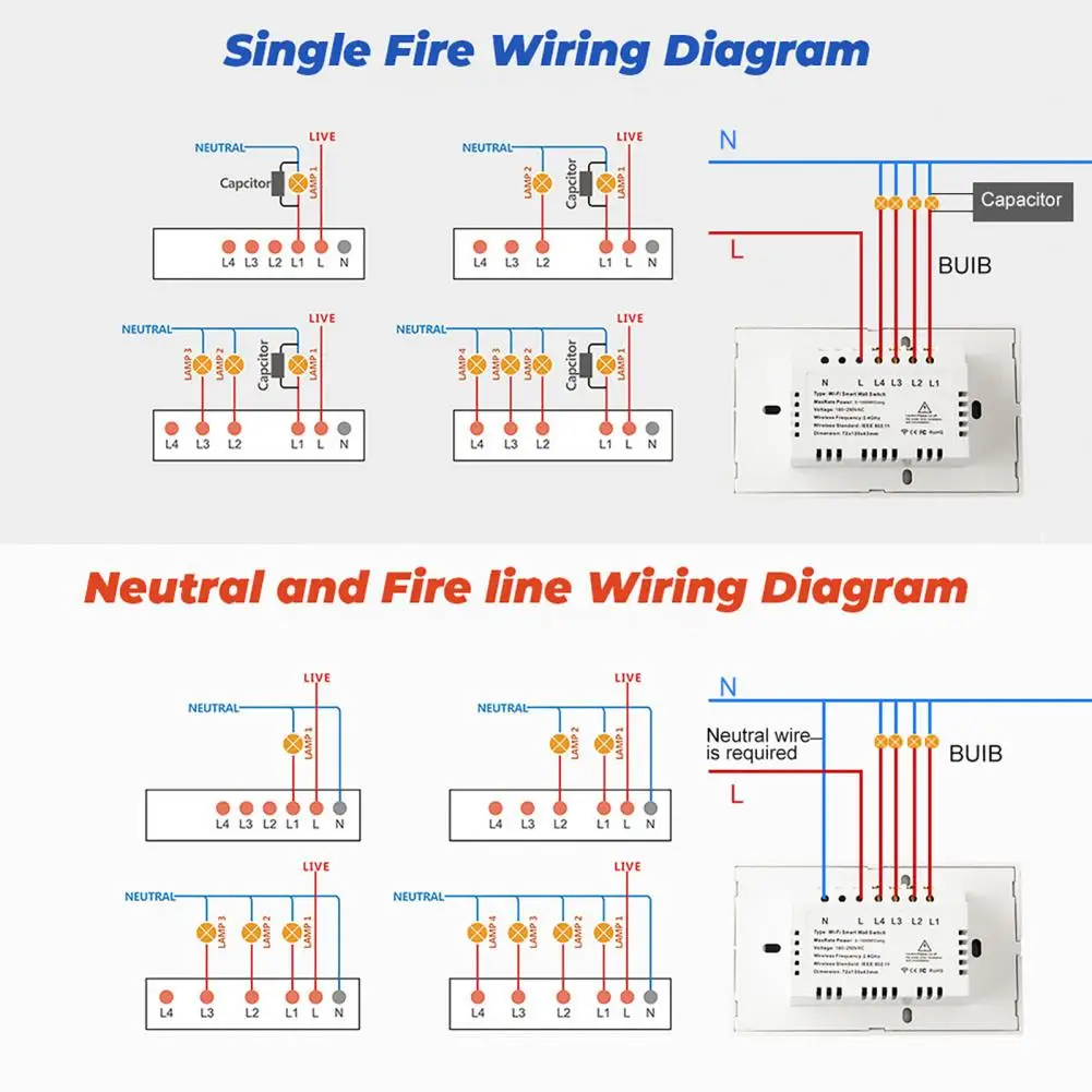 Smart Switch  Compact Anti-fall US Regulations  433MHz Smart Wireless Touch Switch for Home