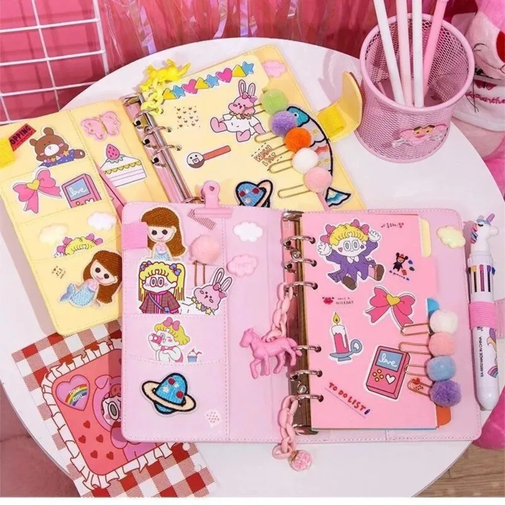 Imagem -05 - Cute Pocket Planner Couro Sketchbook Faça Você Mesmo Folhas Soltas Notebook Kawaii a6 Cadernos para Estudante