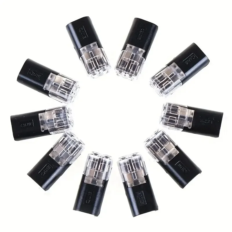 10pcs 2 Pin 2 Way Compact Wire Terminals No Wire Stripping Required Toolless Spring Wire Connectors Quick Splice LED Light Part
