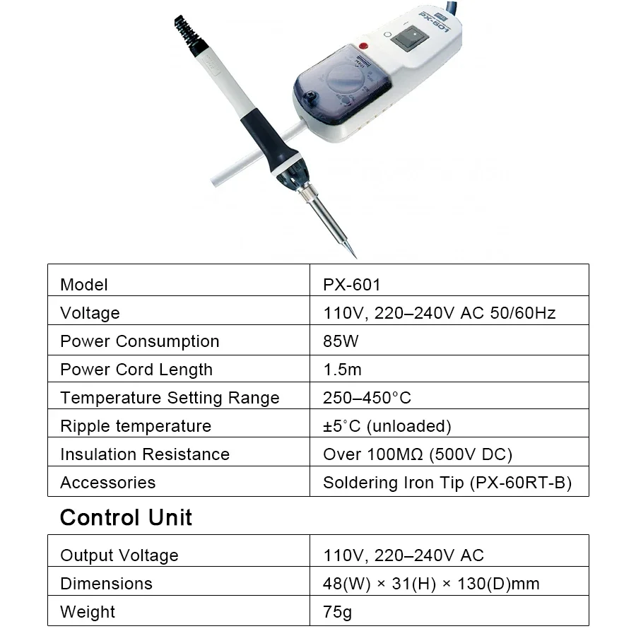 Паяльник GOOT 220 В с контролем температуры 250-450 градусов по Цельсию, точный контроль температуры PX-601/PX-601ASX-601AS