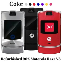 Refurbished 90% Motorola Razr V3 Original Unlocked Blue Shell Bluetooth Phone GSM 850/900/1800/1900 Phone Good Quality