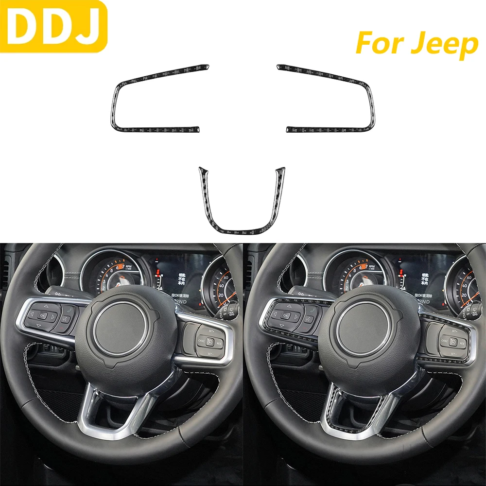 

Для Jeep Wrangler JL 2018-2023 Gladiator 2020-2023 углеродное волокно рулевое колесо кнопка подбородок рамка крышка автомобильные аксессуары наклейка
