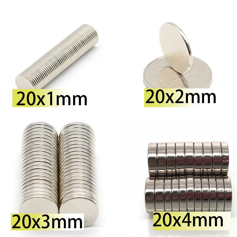 n52  20x1 20x2 20x3 20x4 Magnet  srtong Neodymium generate Magnets Nickle Coating 20x2 20x3 Search Magnetic Fridge DIY 20x4