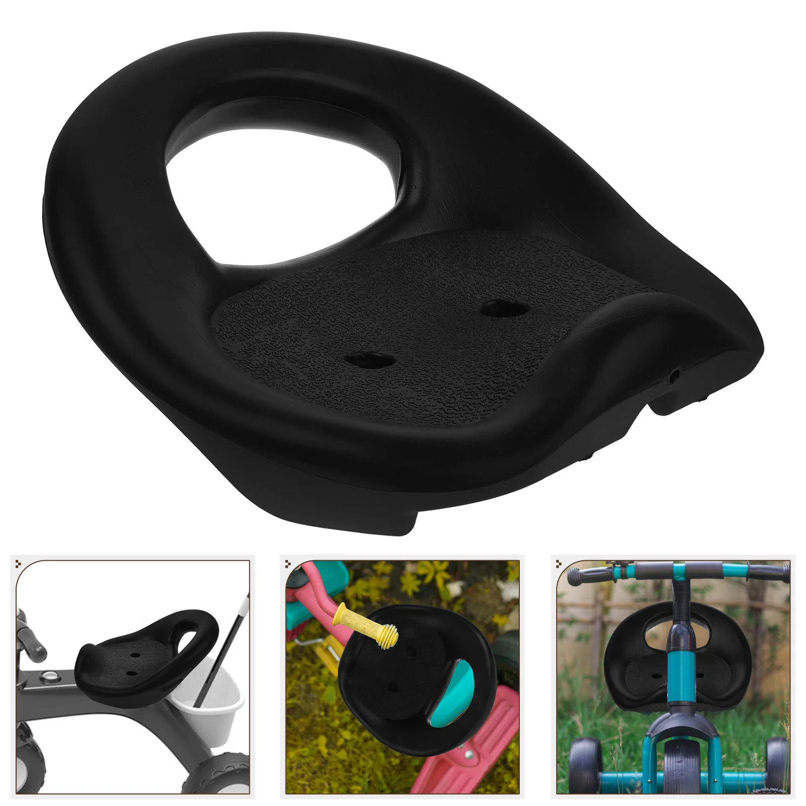 

Children's Tricycle Saddle Thickened Black Replacement Durable Plastic Part Heavy Duty Kids Bike Repair Seat Safe Riding