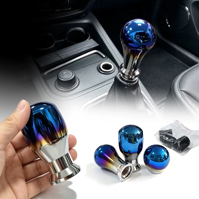 3 Style Car Universal Gear Shift Knob MT Burnt Blue Gear Stick Lever Shifter Knob Handle Ball Aluminum 4.6cm/8cm
