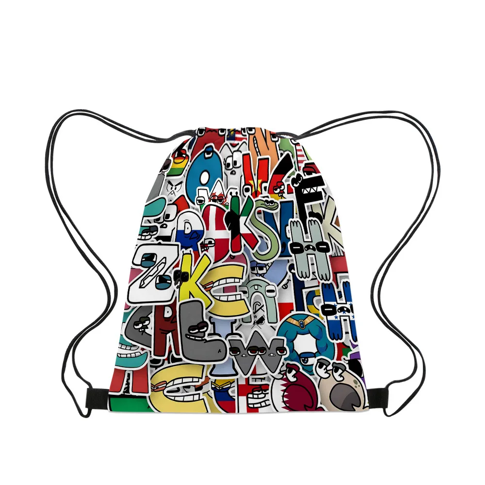 Alphabet Lore Schoolbag Letter Legend Surrounding Drawstring Backpack Cartoon Beam Pocket Primary and Secondary School Students