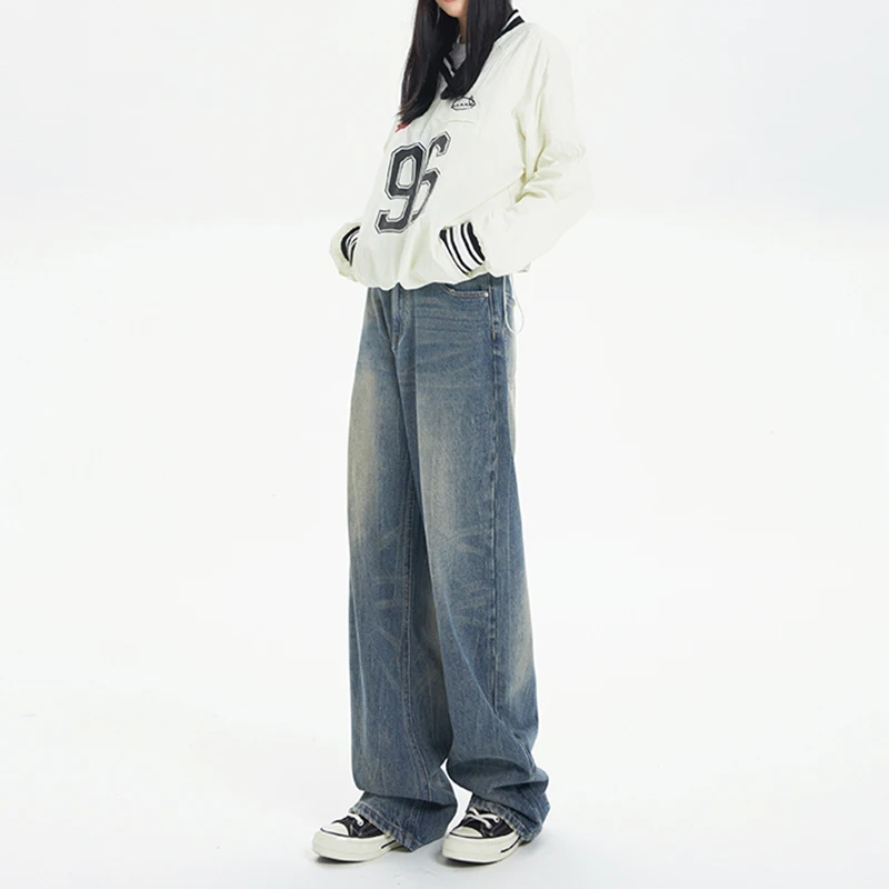 

Y2K Retro Distressed Baggy Jeans Women Vintage 90s Streetwear Oversized Denim Pants Korean Casual Trousers