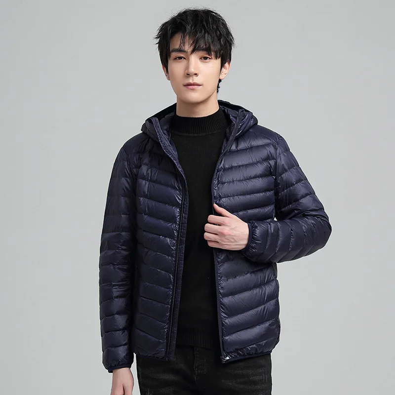 

Men Basic Short Hooded Parkas Solid Color Lightweight Down Cotton Coat Man Korean Casual All-Match Zipper Winter Quilted Jacket