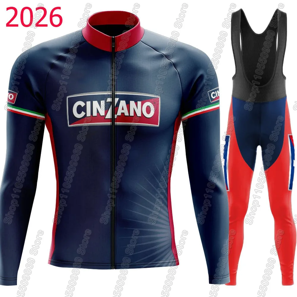 

2026 Cinzano-Italy Drink Beer Cycling Jersey Set Clothing Suit Mens Long Sleeve MTB Bike Road Pants Bib Ropa Ciclismo