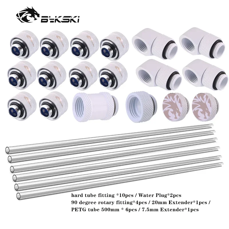 BYKSKI Fitting 90 Degree Hard Tube Fittings/Tube Kits Water Cooling Pc Computer Accessories Water Cooling Kit DIY Black Gold