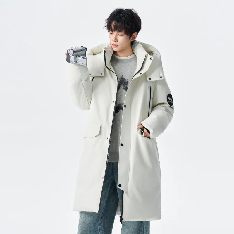 

GIOIOMen's Down Jacket，Winter Long White Duck Down Filled Warm Loose Down Cotton Jacket Coat