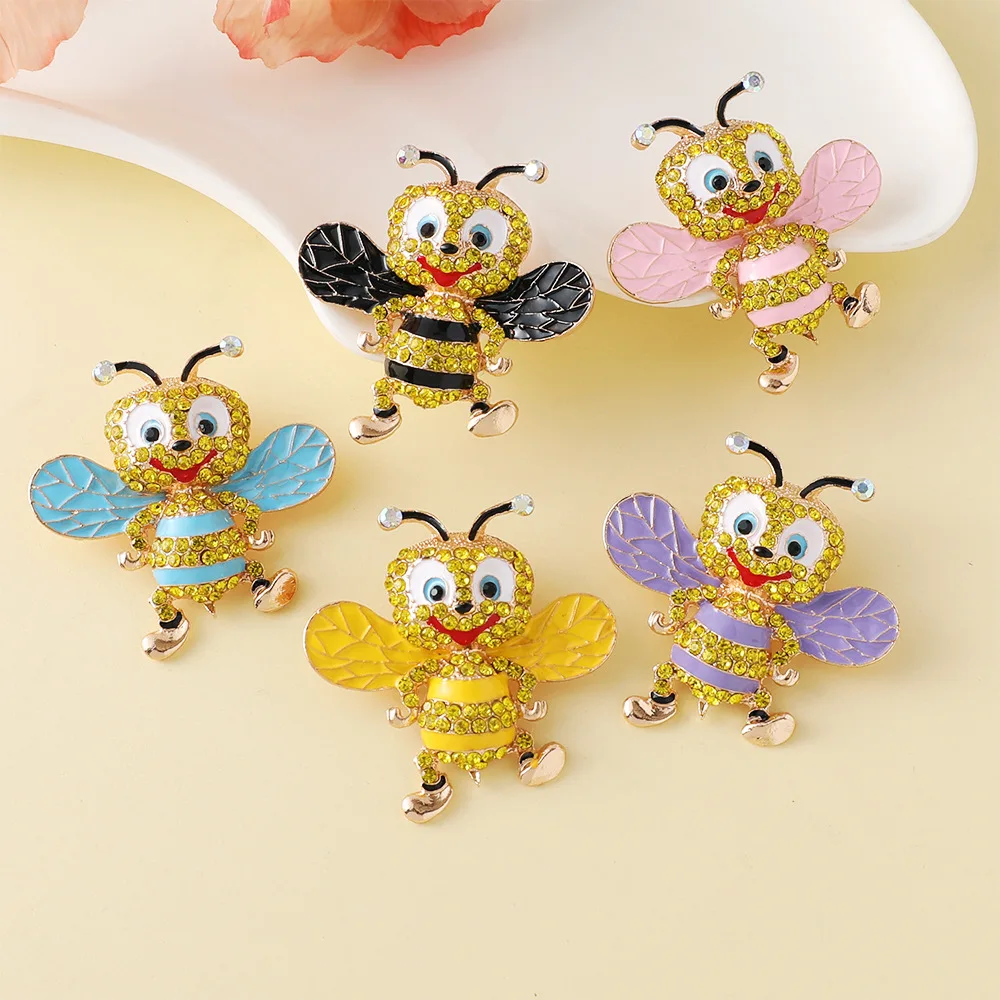Extreme color new alloy diamond-encrusted little bee cute pin men's and women's cute metal brooch gifts