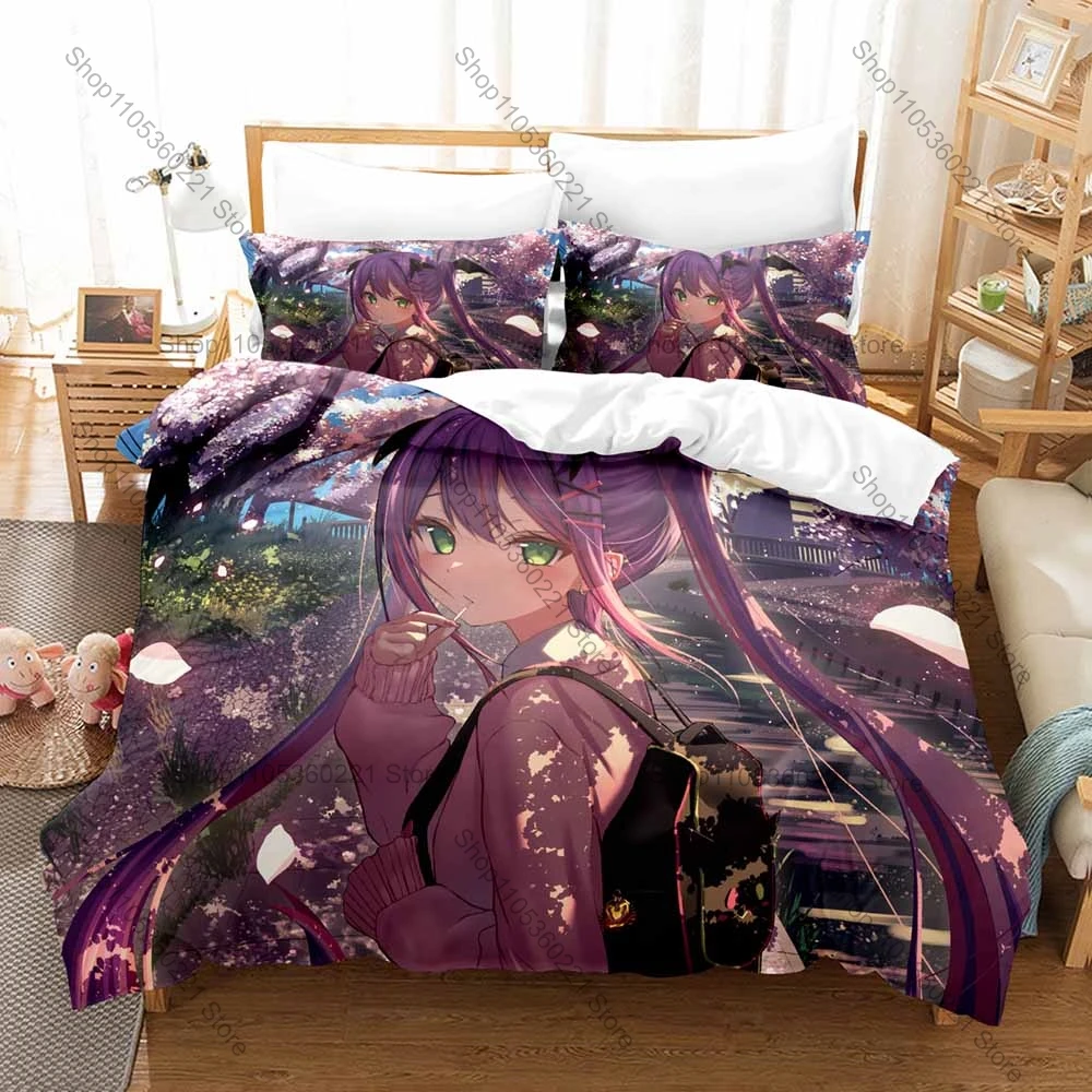 Cool Cute Demon VTuber Tokoyami Towa Live Art Print Bedding Set 3in1 1 Duvet Cover 2 Pillowcases Soft Household Bed Textile