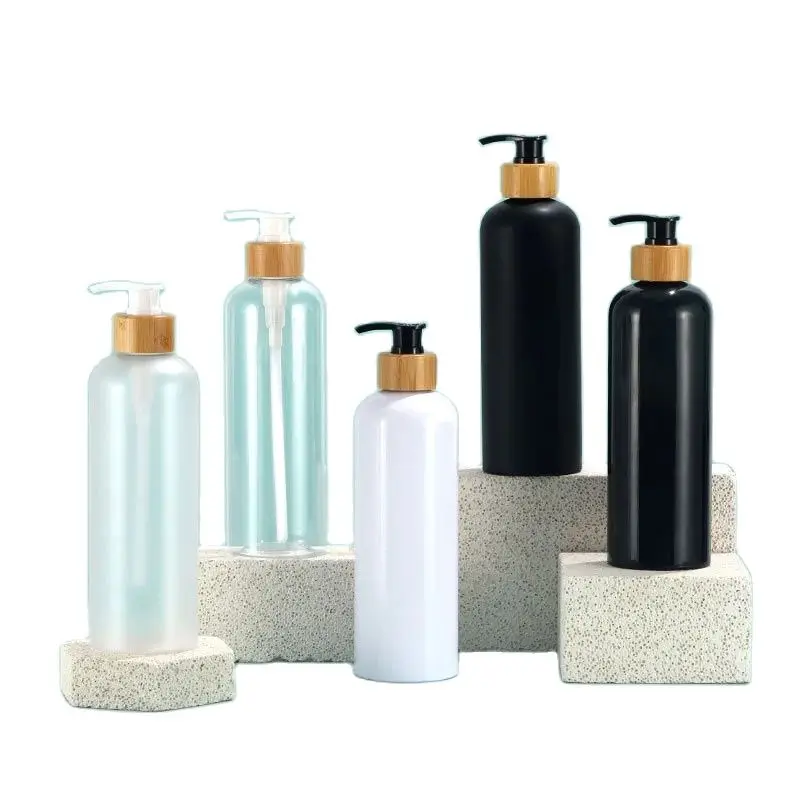 

10Pcs 300/500ml Empty Plastic Dispenser Bottles Press Bamboo Pump Shampoo Lotion Durable Refillable Containers for Liquid Soap