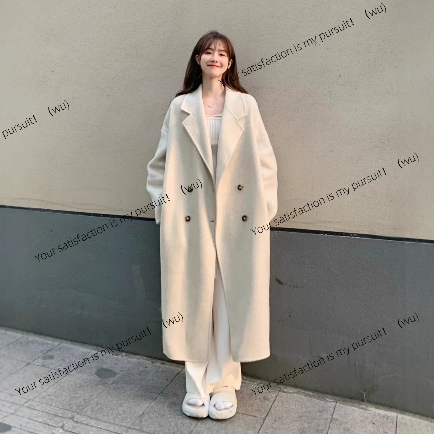 

Шерстяное пальто для женщин, маленький мужчина, высококачественное толстое абрикосовое шерстяное пальто в корейском стиле Хепберн.