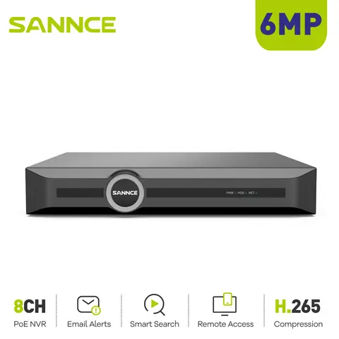 SANNCE 8CH NVR Recorder Video 6MP H.265 Access Motion Email Alarm Smart playback For CCTV POE IP Camera Surveillance System