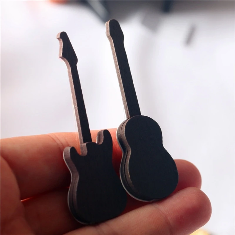 Wooden Miniature Guitar Mini Dollhouse Miniature Instrument Classical Electric Guitar Model Office Tabletop DropShipping