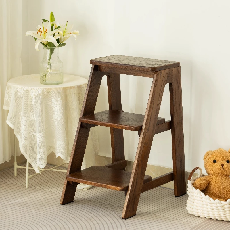 

Nordic solid wood ladder stool foot stool restaurant oak bar chair kitchen household high l dining stool