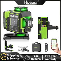 Huepar W04CG Laser Level Set Professional 16 Lines Bluetooth Lazer Leveller 4D Cross Line With Electric Rotating Base & Detector