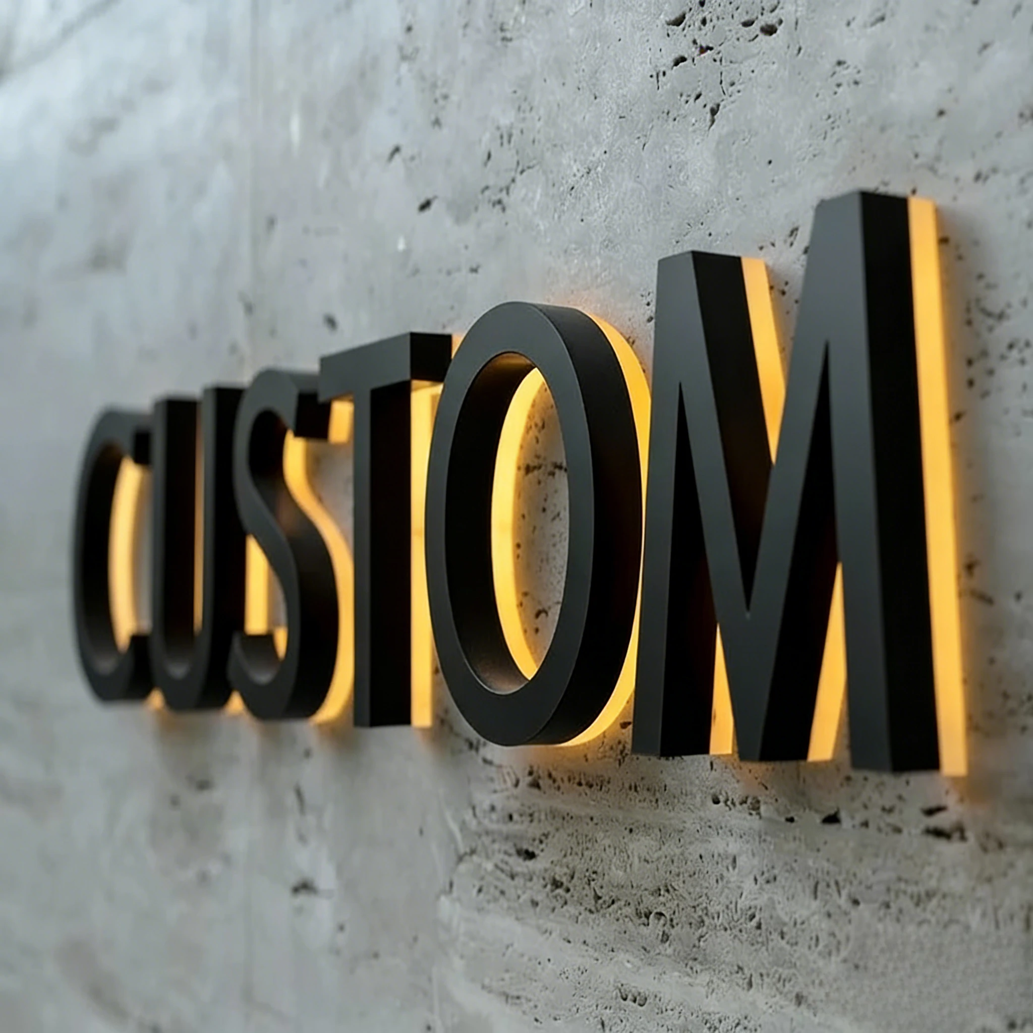 

3D Custom Luxury LED Luminous Acrylic Metal Wall Letters - Business Logo Signboard for Cafe Wall Decor & Commercial Advertising